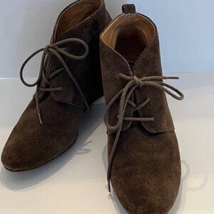 Nine West Suede Lace front wedge bootie